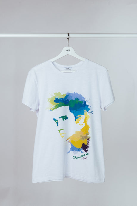 Organic T-shirt with stamp - White